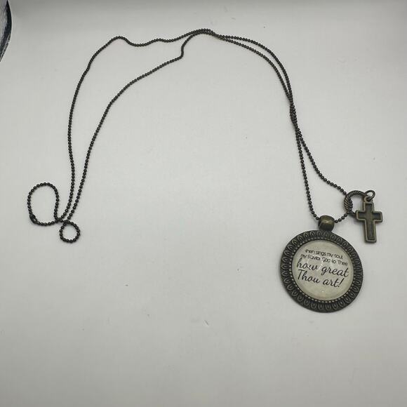 Inspirational Scripture Religious Boho Jewelry Pendant Necklace Rustic Country - Picture 5 of 6